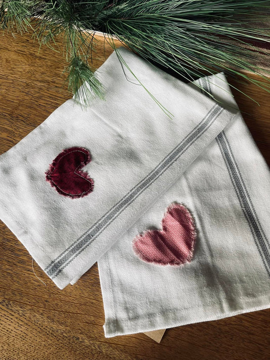 Small White Towel with Pink Heart