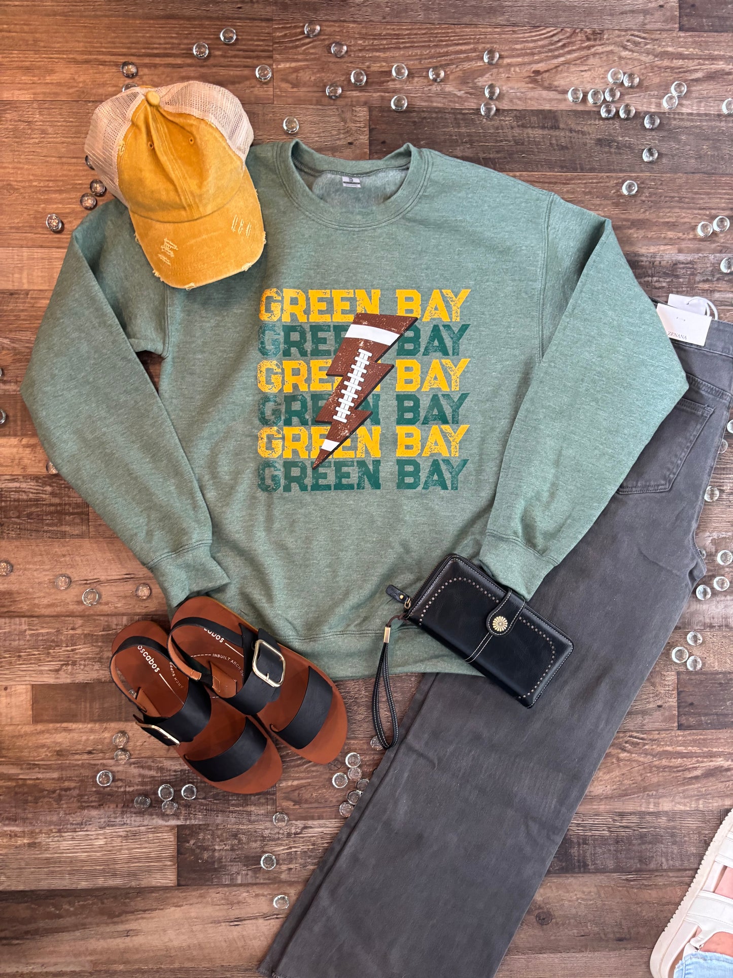 Green Bay Football Lightning Crewneck Sweatshirt