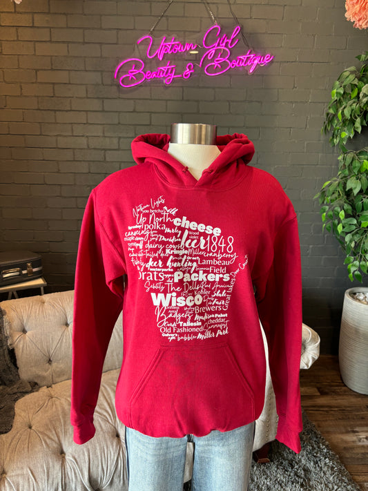 Wisconsin Slogan Hoodie - Red