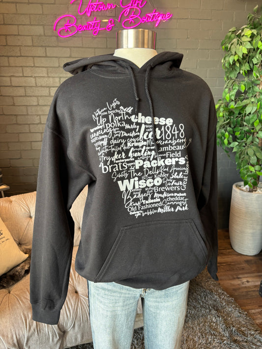 Wisconsin Slogan Hoodie - Black