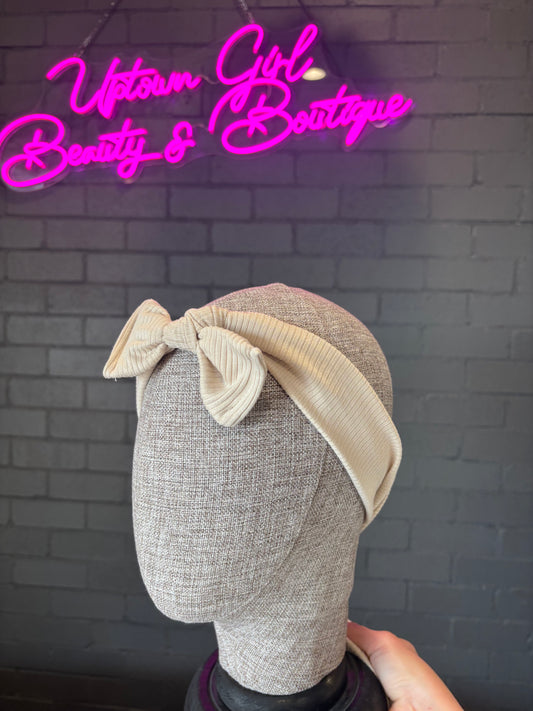 Ribbed Cream Head Wrap