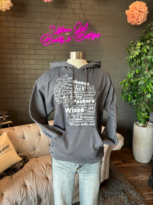 Wisconsin Slogan Hoodie - Charcoal