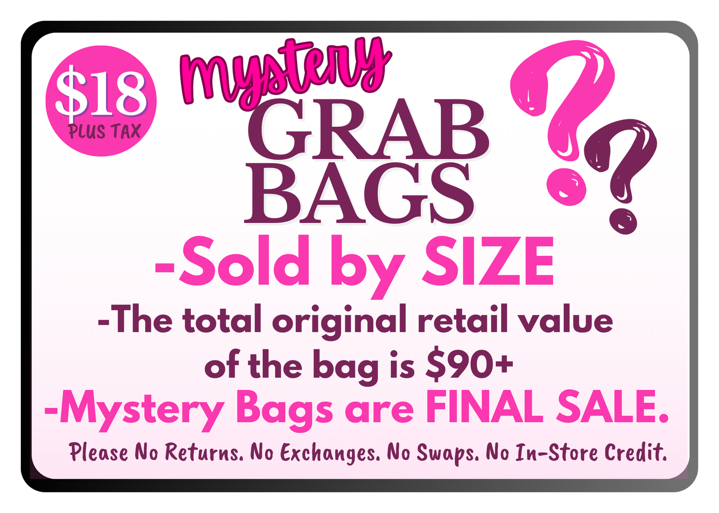 Mystery Grab Bags - Sold By Size