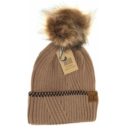 Accent Cuff Pom Beanie