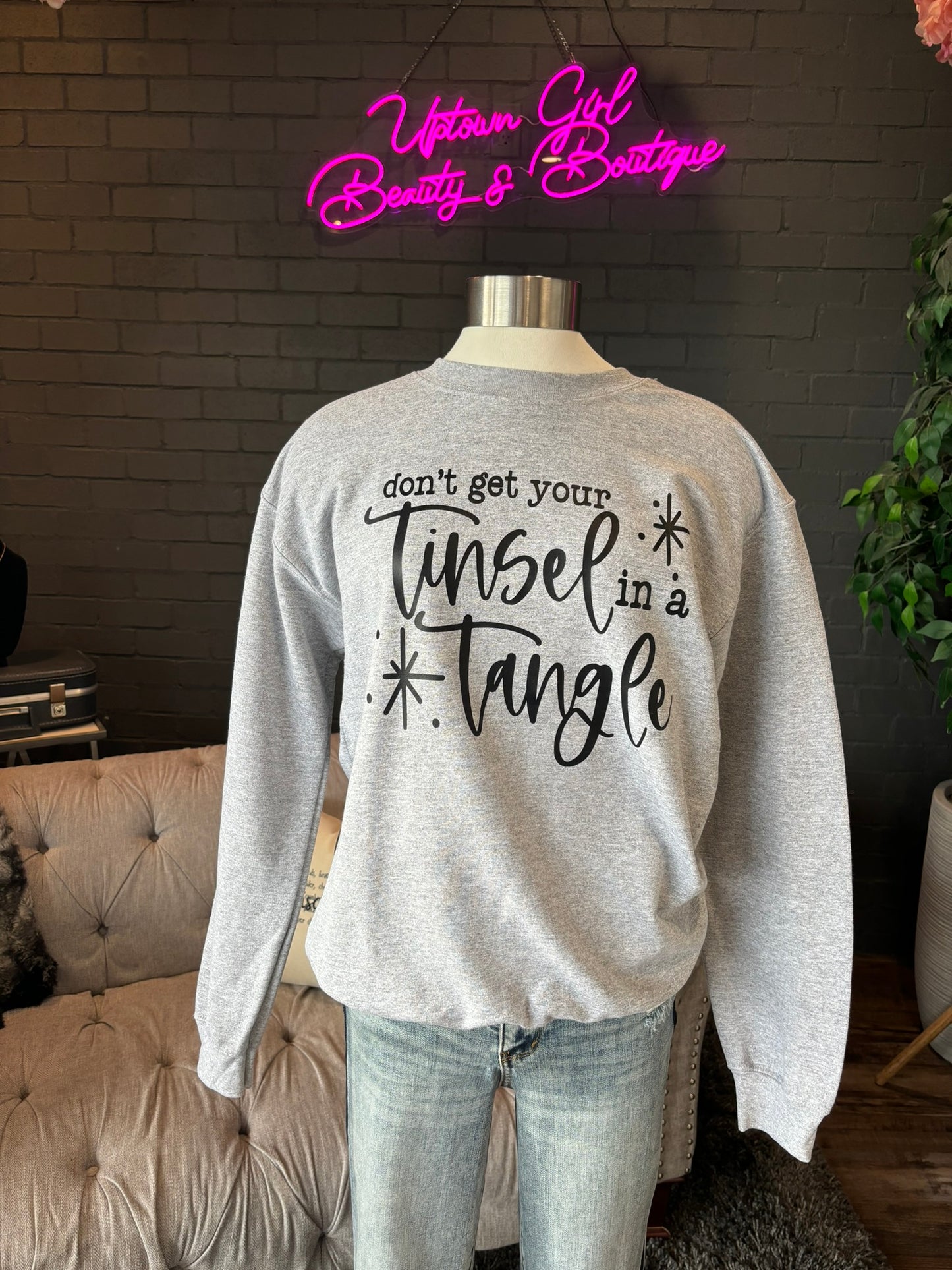 Tinsel In A Tangle Crewneck Sweatshirt