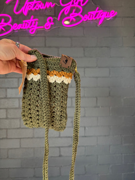 Small Unlined Green/Mustard Shoulder Bag