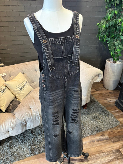 Delia Distressed Denim Bibs