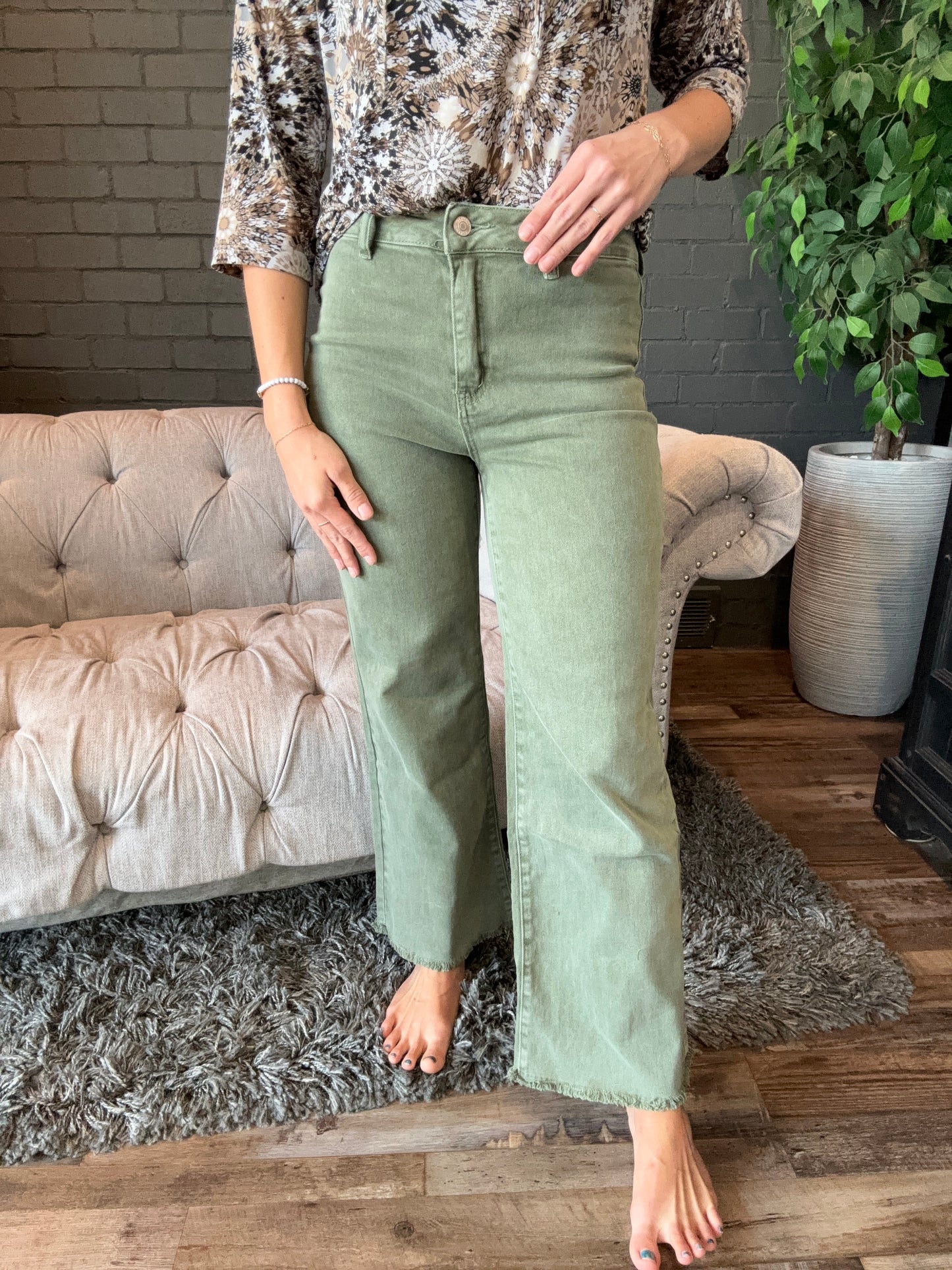 Syd Vintage Wash Olive Denim Jeans