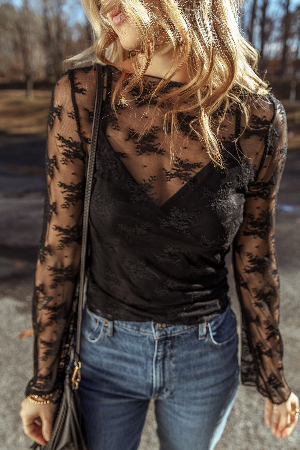 Onyx Lace Mesh Blouse