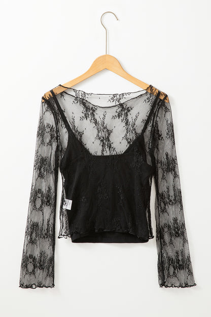 Onyx Lace Mesh Blouse