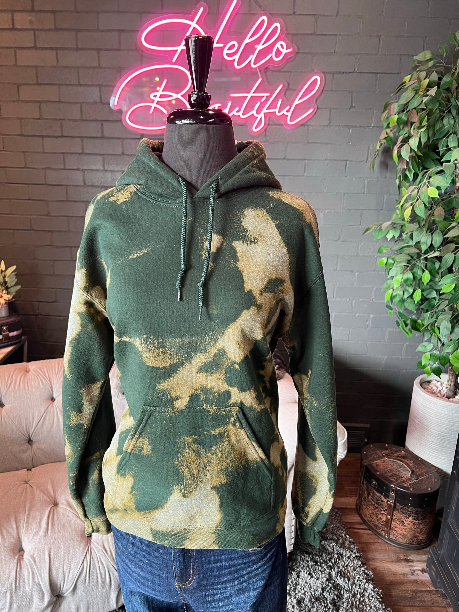 Emerald City Bleached Hoodie UPTOWN GIRL BEAUTY BOUTIQUE